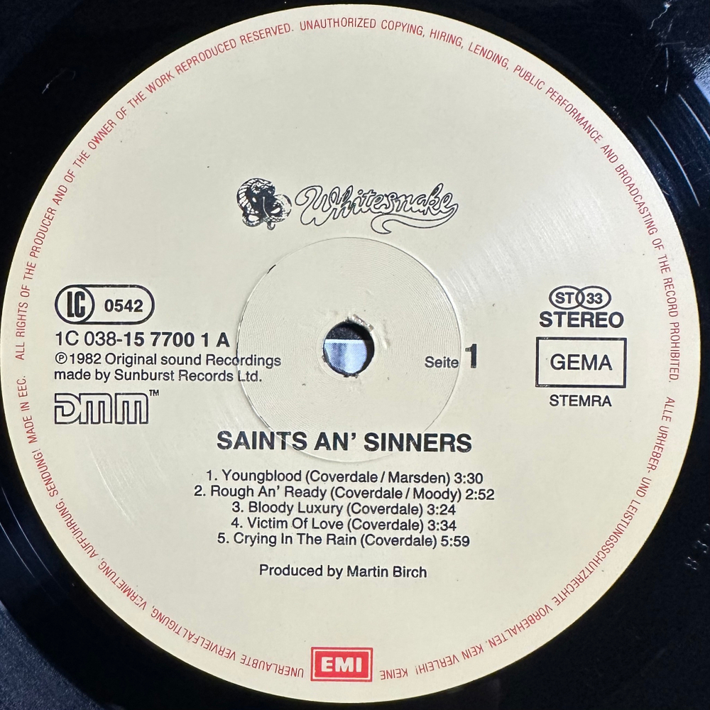 Whitesnake - Saints & Sinners (Европа)