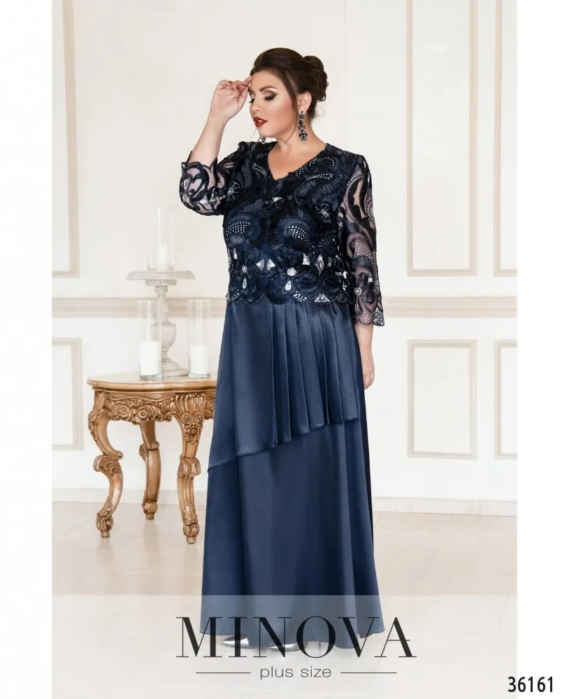Платье 390-1-синий Minova