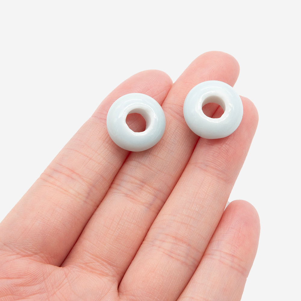 Бусина в форме бублика, 7,8*14,4мм, голубая, глазурированный фарфор