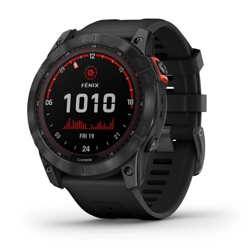 Умные часы Garmin Fenix 7x Solar черный с черным силиконовым ремешком
