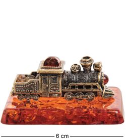 AM-2009 Фигурка «Паровоз Гран-при» (латунь, янтарь)