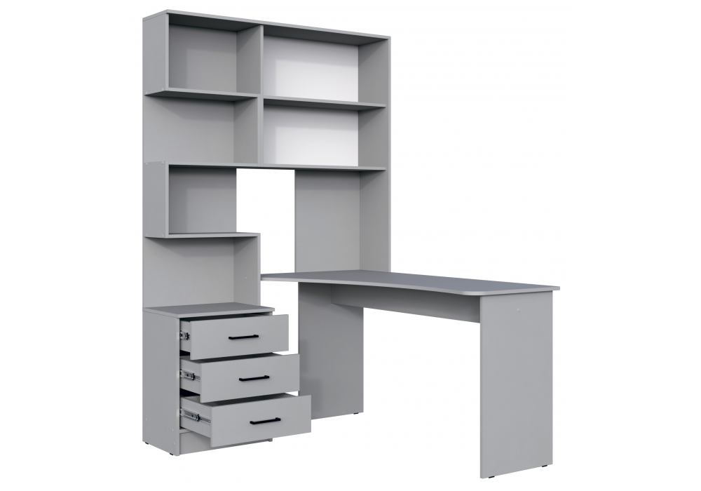 Компьютерный стол Woodville Эльброни правый шиншилла серая