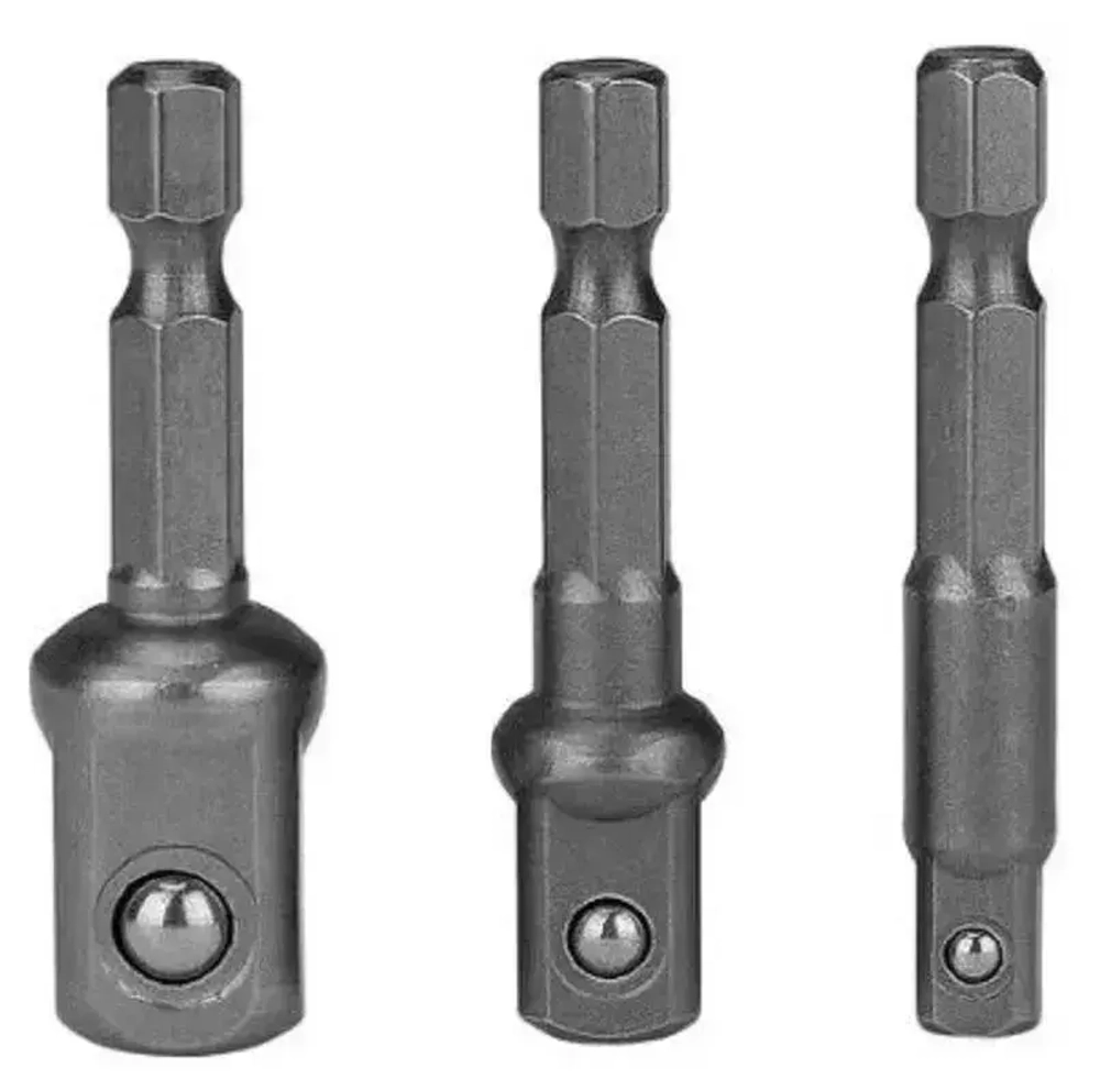 Адаптеры переходники для торцевых головок на шуруповерт 1/4", 3/8", 1/2" набор 3 шт.