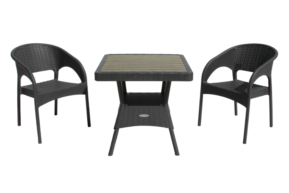 Набор мебели Элластик-Пласт Ola Dom (2стула+стол 76x76см) (антрацит)
