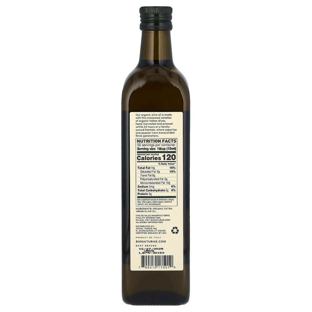 Bionaturae, Оливковое масло холодного отжима, 750 мл (25,4 жидк. унц.)