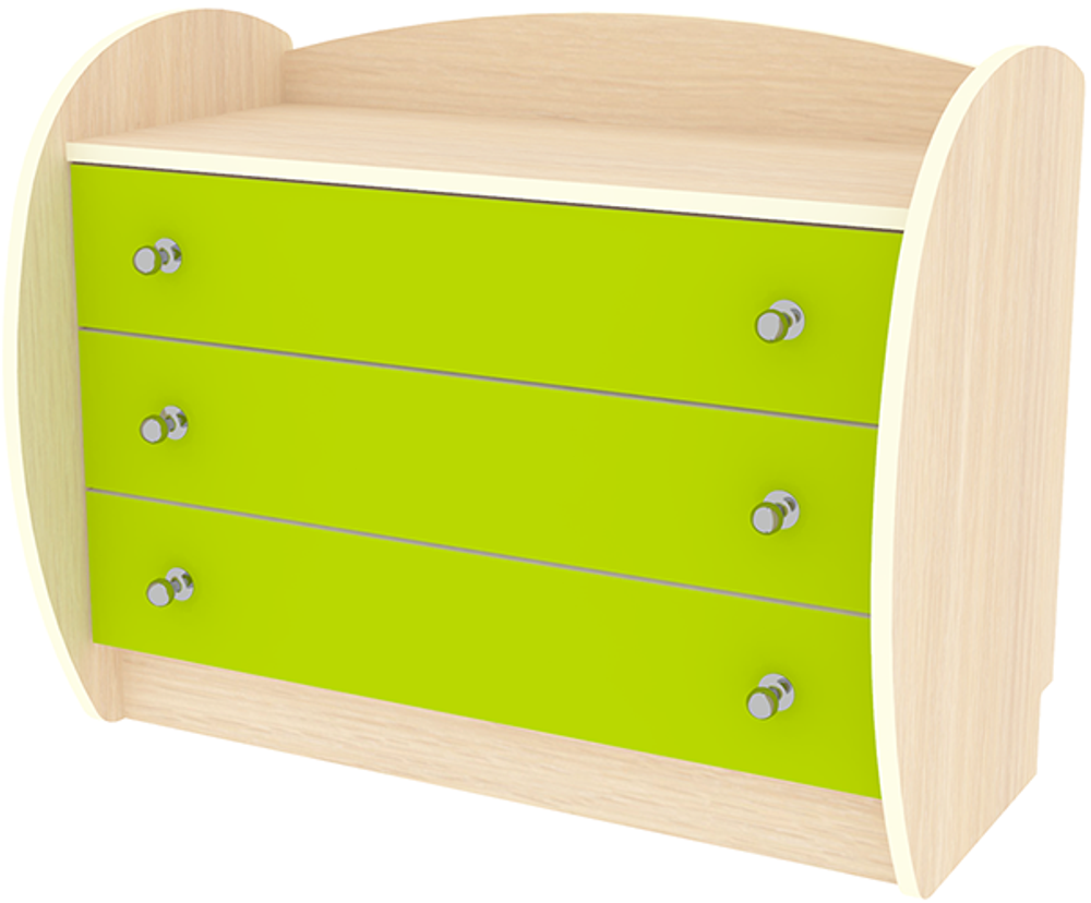 Комод КарИВи Низкий Малыш  Дуб Молочный Лайм