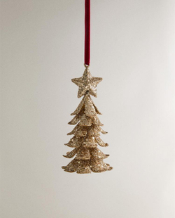 ZARA HOME ЗОЛОТИСТОЕ НОВОГОДНЕЕ УКРАШЕНИЕ «ЕЛОЧКА», ЗОЛОТИСТЫЙ