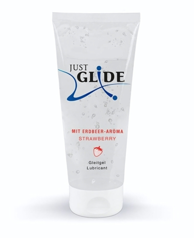 Лубрикант на водной основе Just Glide Strawberry с ароматом клубники - 200 мл.
