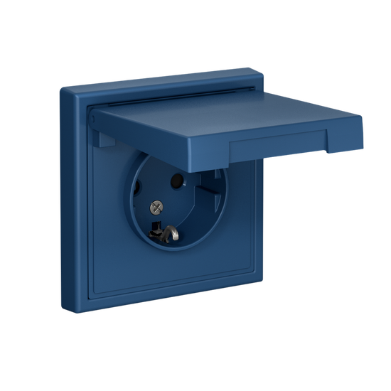 Розетка ArtGallery 16А IP20 с заземл. защ. шторки с крышкой механизм аквамарин SE GAL001146