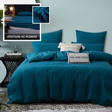 КПБ Однотонный Сатин на резинке CSR039, 2 спальный, наволочки 50-70 2 шт, простынь 160*200*35