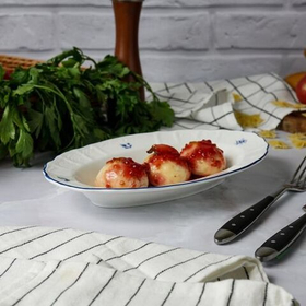 Блюдо овальное,глубокое 24 см,коллекция "Blue Flower" P.L. Proff Cuisine