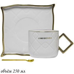 Lenardi 106-119 Чашка 210 мл с блюдцем и ложкой в под.уп.(х36)Фарфор