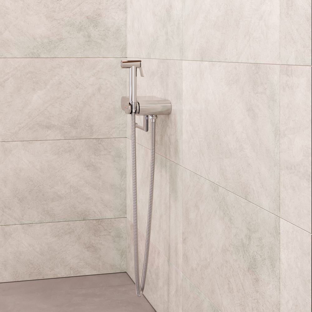 Смеситель с полочкой и держателем туалетной бумаги, с гигиеническим душем - RGW SP-222, хром