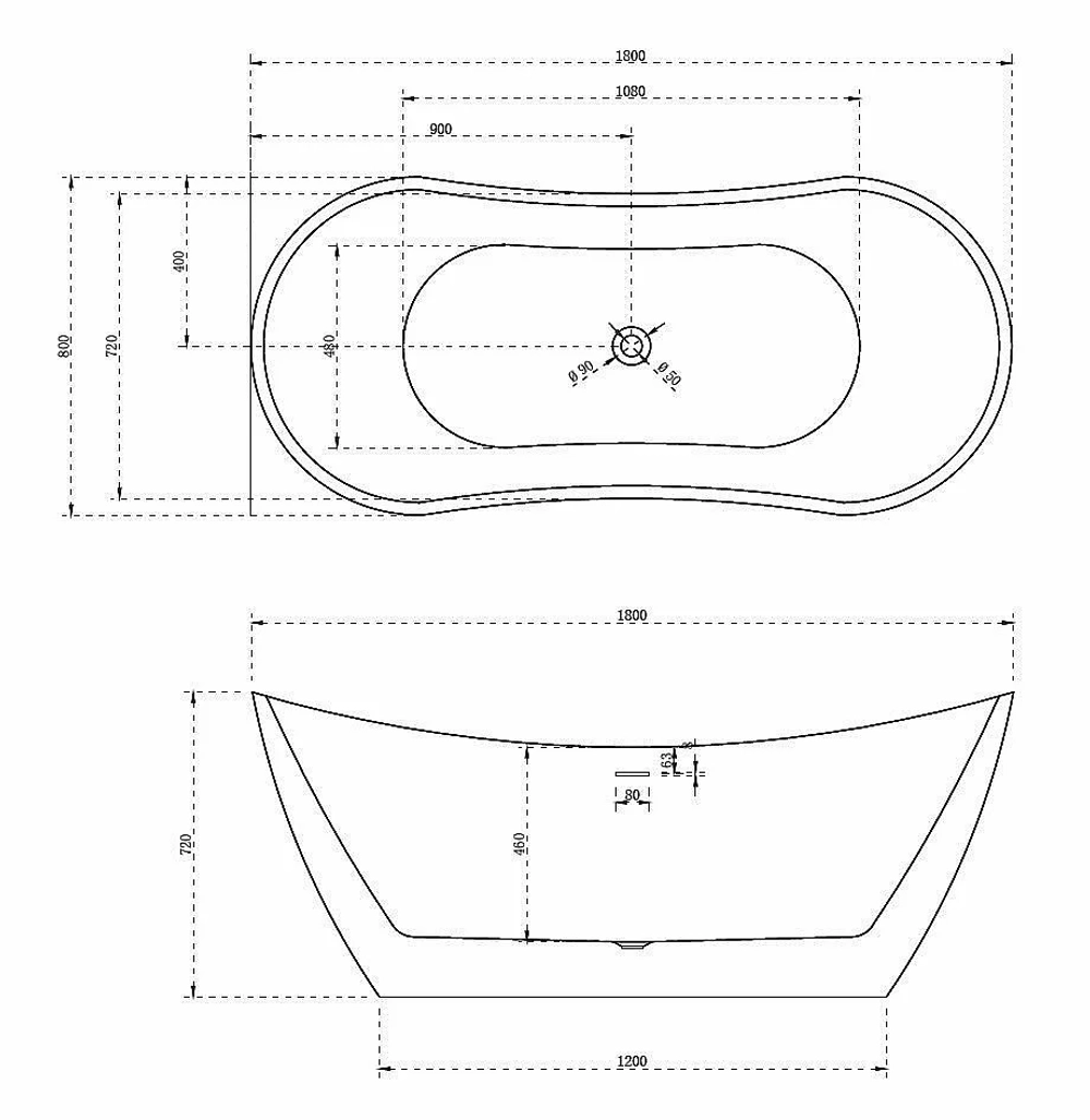 Акриловая ванна Abber AB9322 180х80