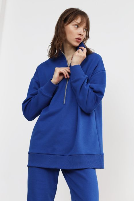 Анорак из футера без начеса, royal blue