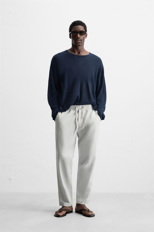 ZARA ДЖОГГЕРЫ RELAXED FIT С ЭЛАСТИЧНЫМ ПОЯСОМ, ЖЕМЧУЖНО-СЕРЫЙ