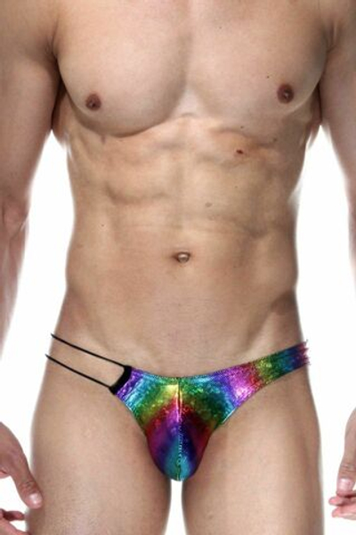 Радужные трусы-слипы с нитяным бочком (Размер: S) (Цвет: разноцветный)