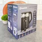 Чайник электрический 1,7л Sakura SA-2749DBK стеклянный, LED дисплей, сенсорное управление