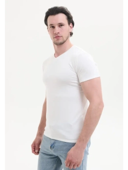 Футболка V-вырез однотонная облегающая