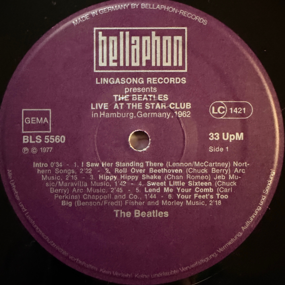 The Beatles ‎– Live! At The Star-Club In Hamburg, Germany; 1962 2LP (Германия 1977г.)