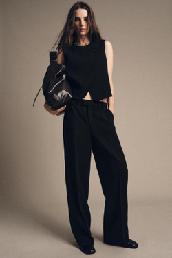 ZARA БРЮКИ ПРЯМОГО КРОЯ — ZW COLLECTION, ЧЕРНЫЙ