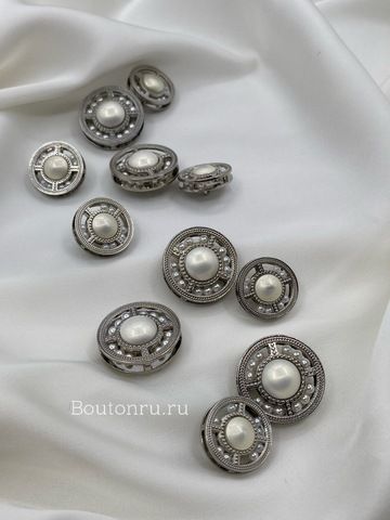 Пуговицы серебряные с подвижным  жемчугом