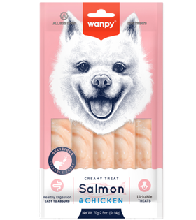 Wanpy Dog Лакомство для собак "нежное пюре" из лосося и курицы 70гр.