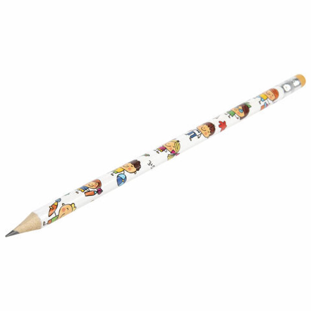 Карандаш чернографитный ПИФАГОР "ЭНИКИ-БЕНИКИ", 1 шт., HB, с ластиком, корпус ассорти, 181787