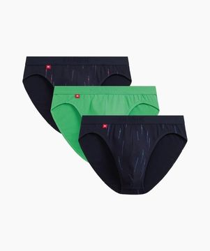 Мужские трусы (3шт) слипы спорт Atlantic 3MP-193, темно-синий + зеленый