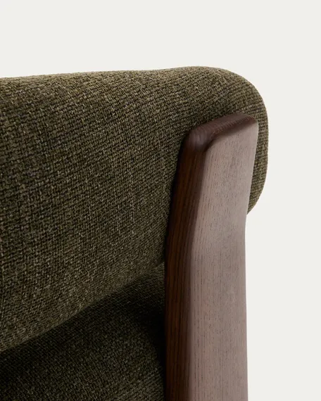 Кресло Granite на 3 ножках, зеленый шенилл, массив ясеня в отделке орех