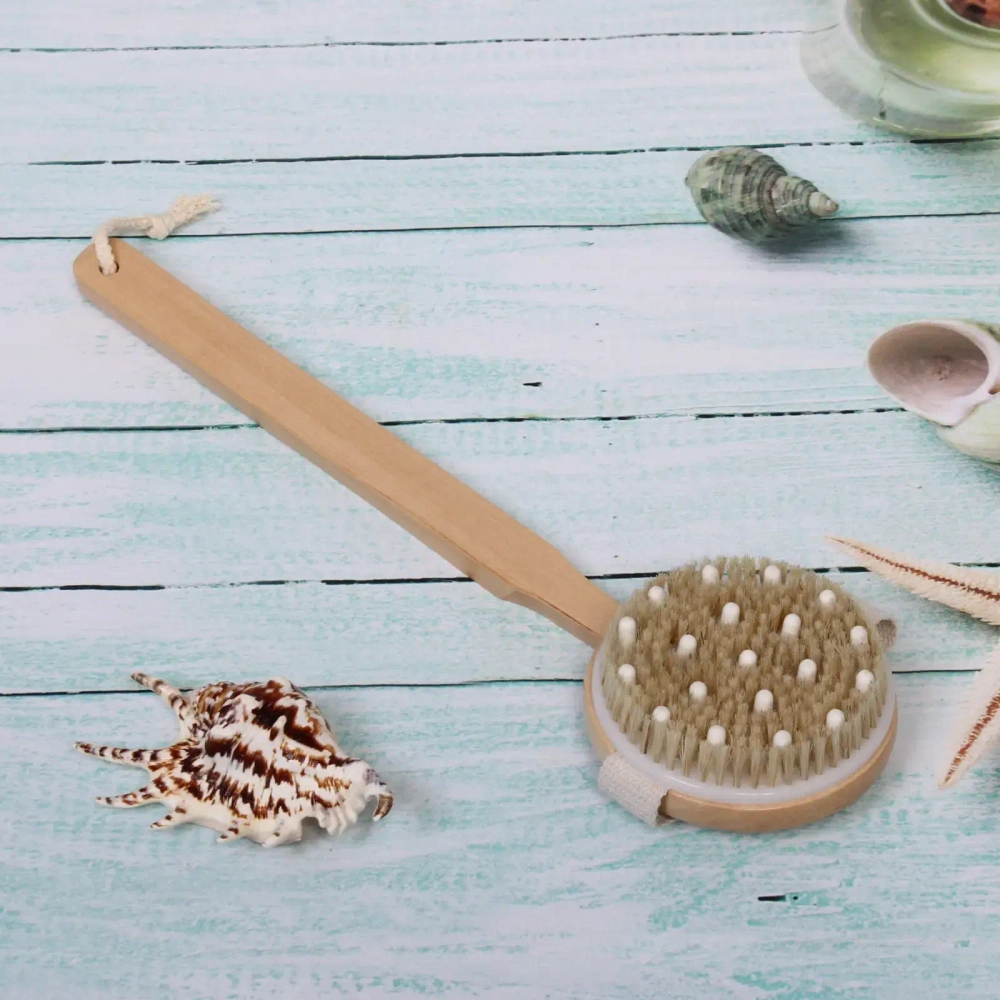 Щетка для тела массажная «BODY- Nice», Длина щетки 10см, ширина 11см, ручка петля 15*2,5см, съемная ручка 35*2,5см, щетина 1,5см(жесткая)