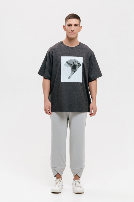 Футболка унисекс принт шлем "Роскосмос х 7.2.66", меланж