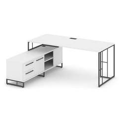 Rift Direct Стол руководителя на опорной тумбой RF.SRT-25 (L) Белый Бриллиант/Металл Антрацит/Черный