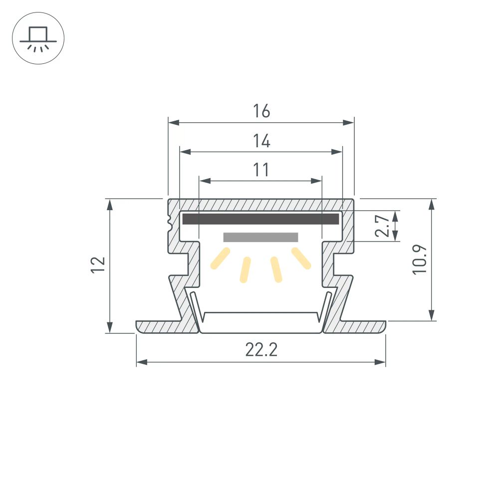 Профиль PDS-FS-2000 ANOD (Arlight, Алюминий) 038687
