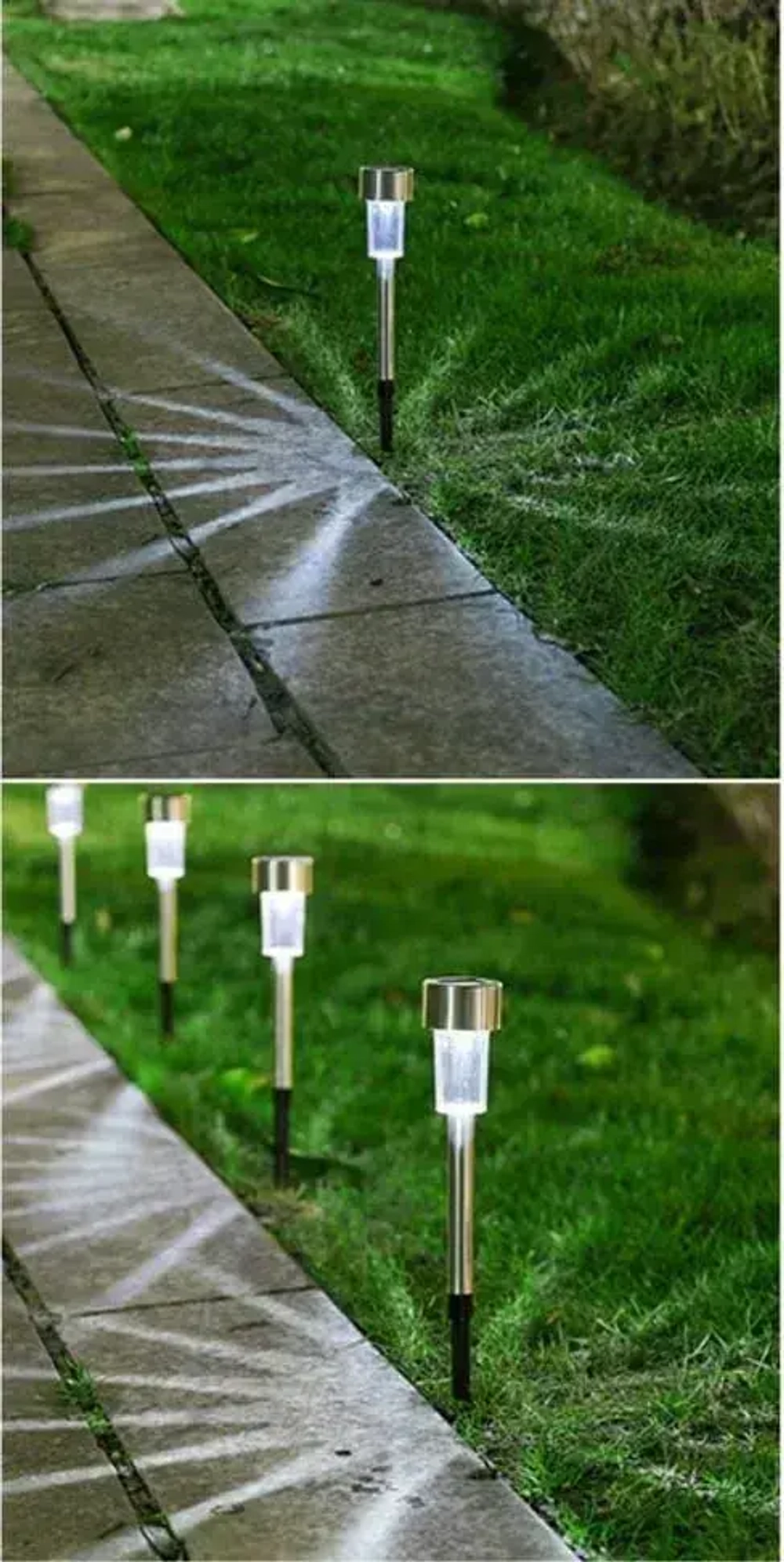 Светильники уличные на солнечной батарее 10 шт., фонарики садовые холодный свет