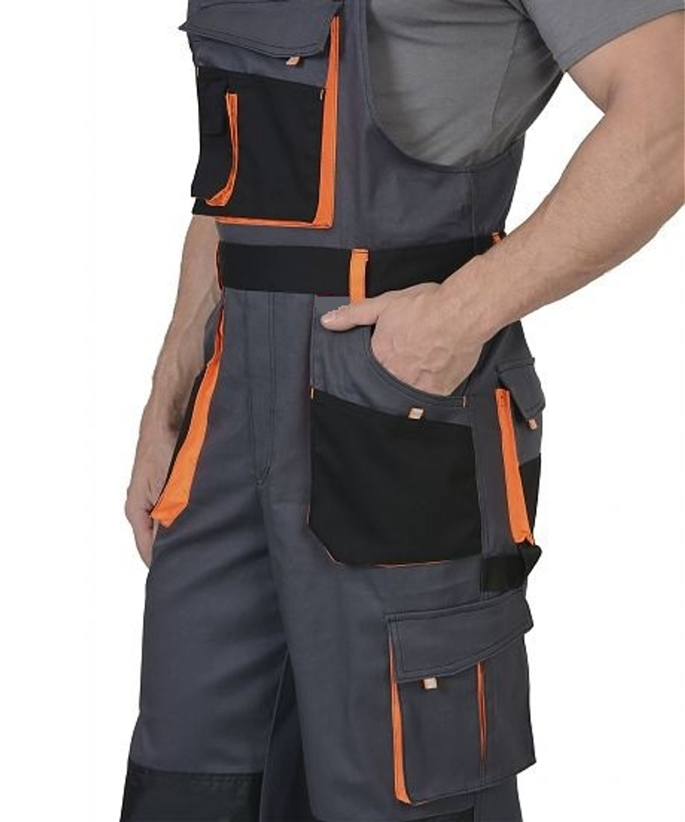 Полукомбинезон "Стрейч" темно-серый с оранжевым и черным