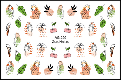 Gurunail Слайдер-дизайн аэрография 299 Линии, акварель