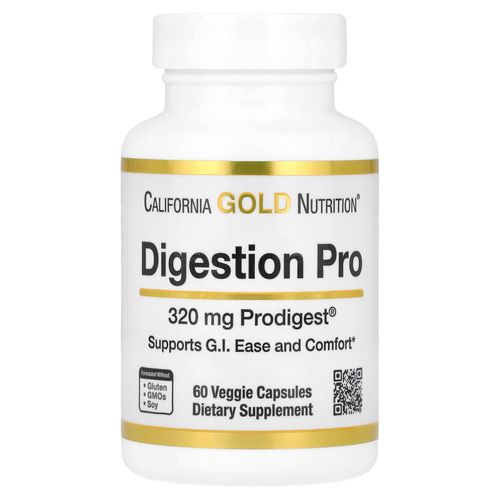California Gold Nutrition, Digestion Pro с ProDigest®, растительная смесь экстрактов артишока и имбиря для поддержки пищеварения, 320 мг, 60 растительных капсул