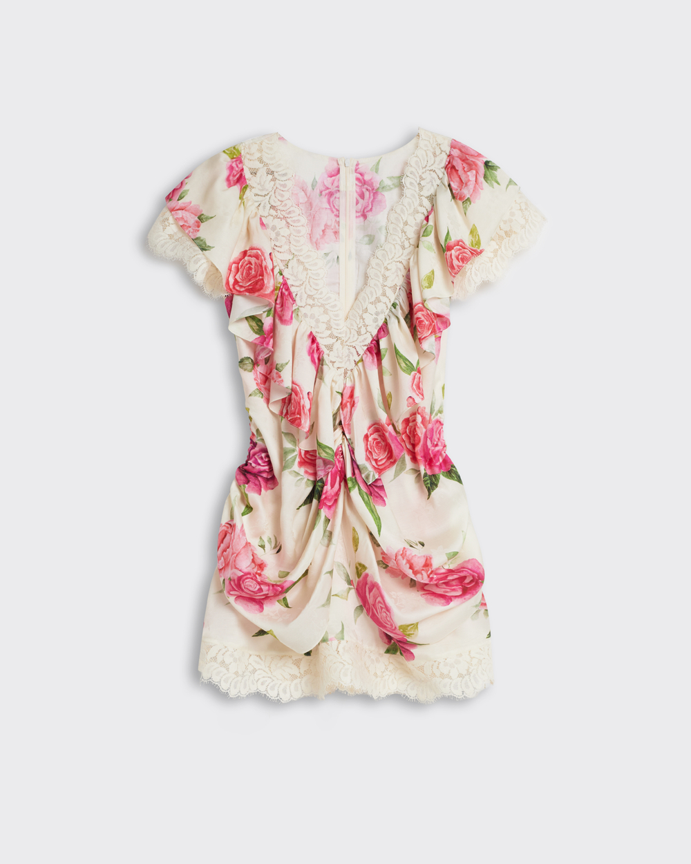 Платье мини из вискозы розы молочный