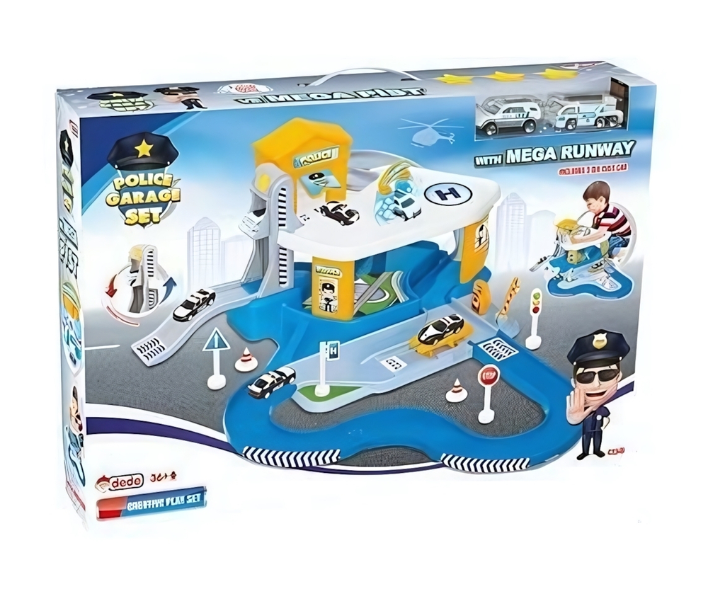 Гараж Полиция 2 уровня с лифтом, 2 метал. машинки (Орион)