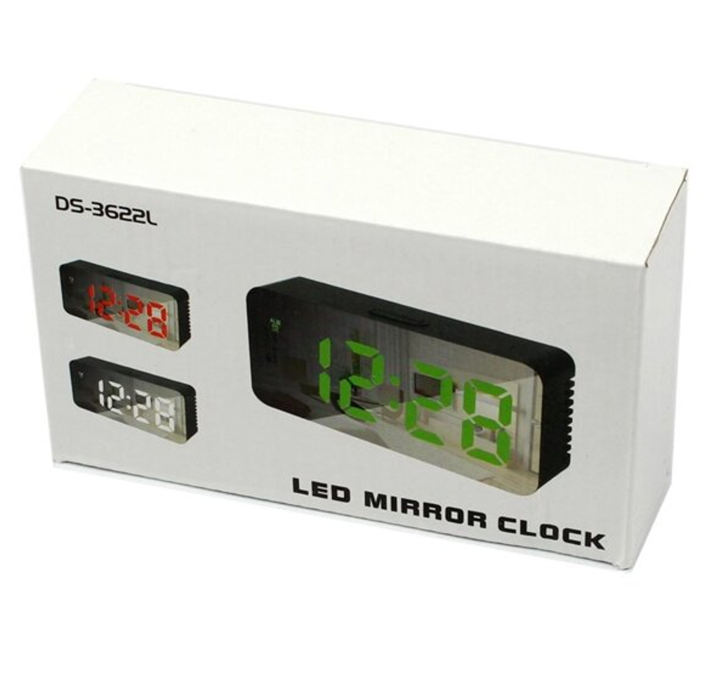 Часы зеркальные LED MIRROR DS-3622L/4 Green