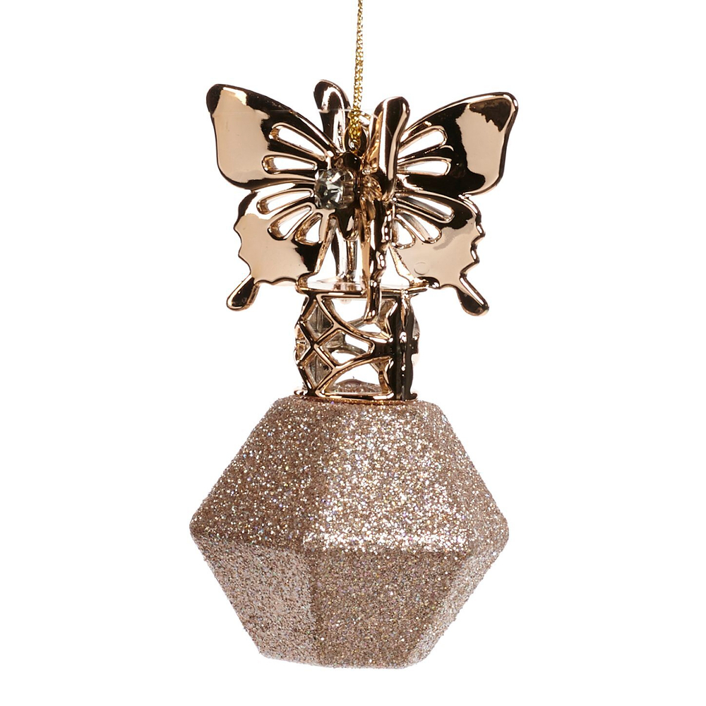 Бабочка на флаконе парфюма 10см Goodwill розовая/золотая