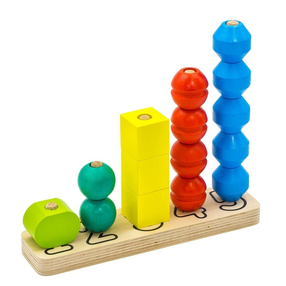 Пирамидка "Счеты" 15 деталей, развивающая игрушка для детей, обучающая игра из дерева