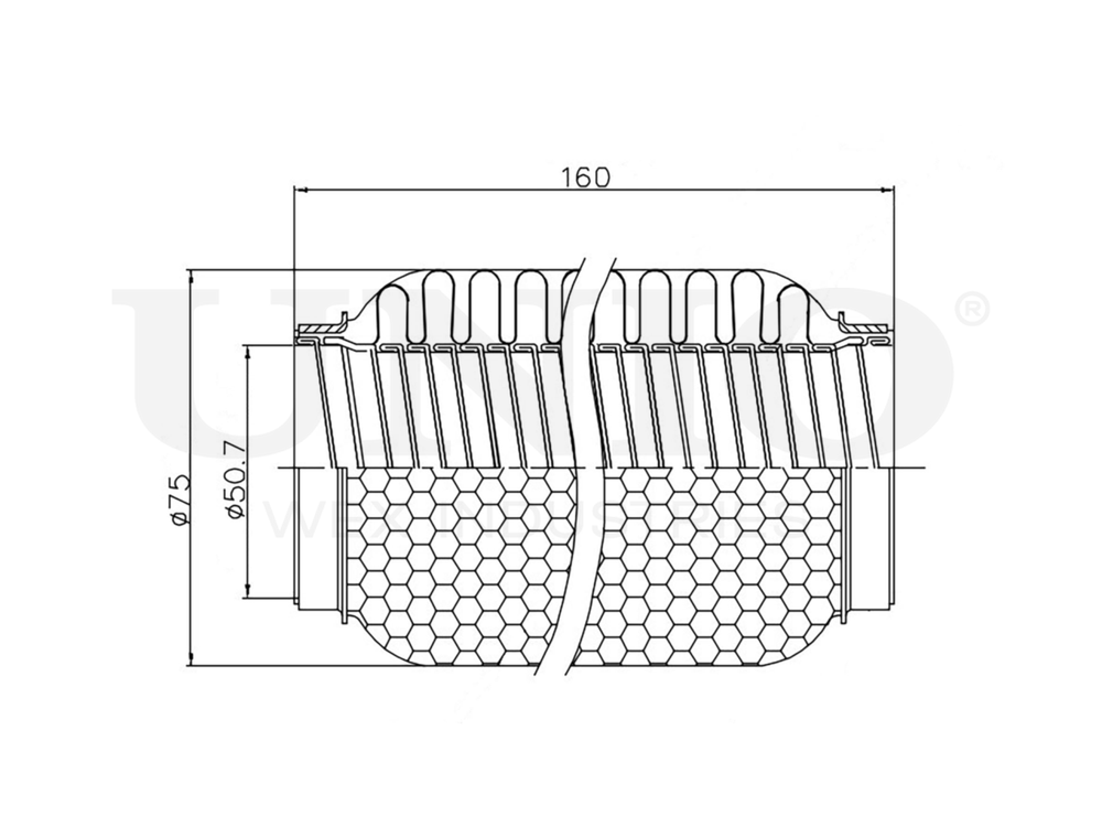 Гофра глушителя 50x160 мм WireFlex UNIO EXP-50160W