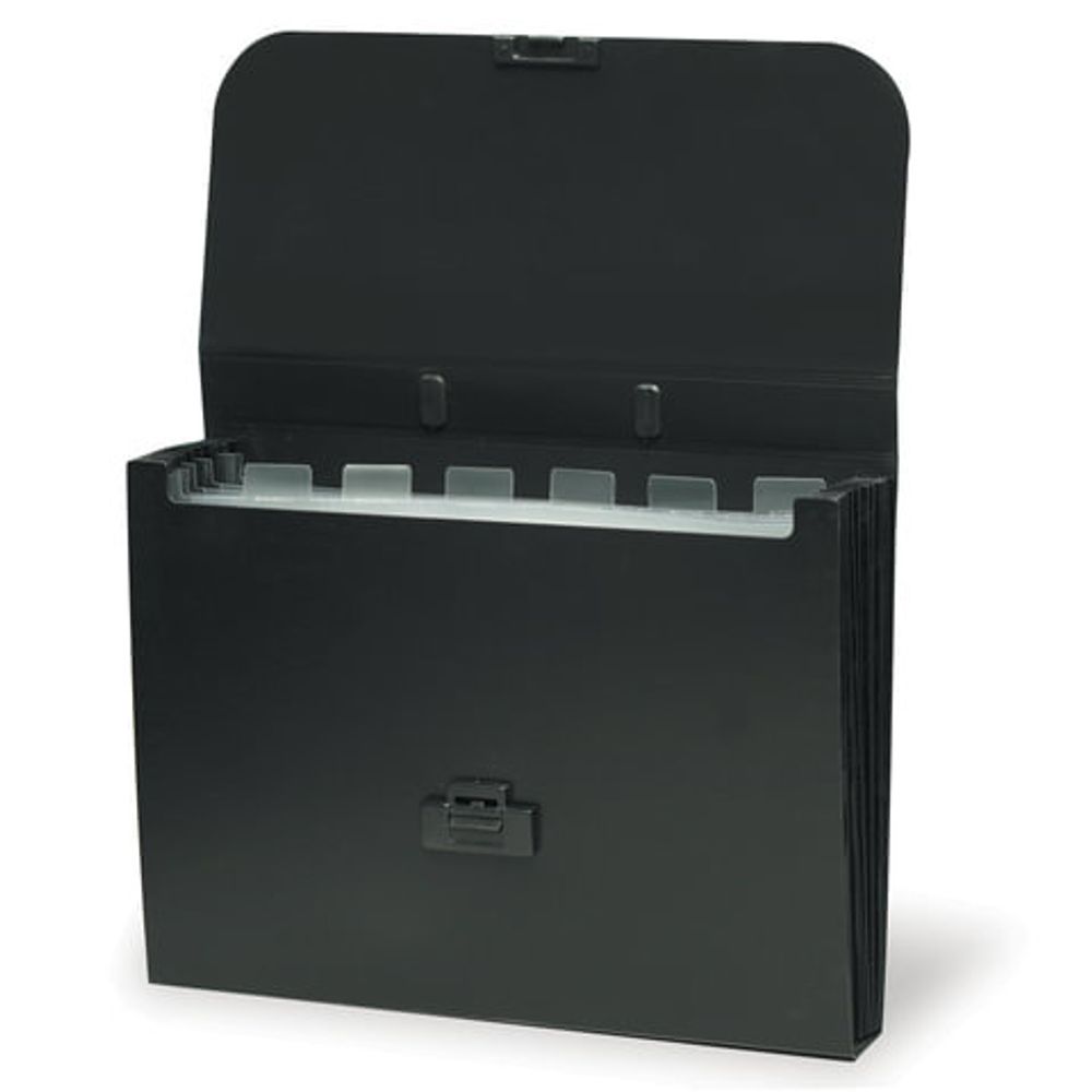 Папка-портфель пластиковая BRAUBERG "Energy" А4 (330х256х32 мм), 7 отделений, черная, 221204