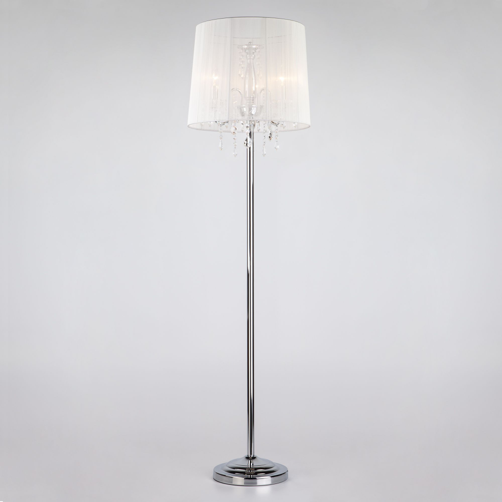 Торшер с прозрачным абажуром 2045/3F хром/белый