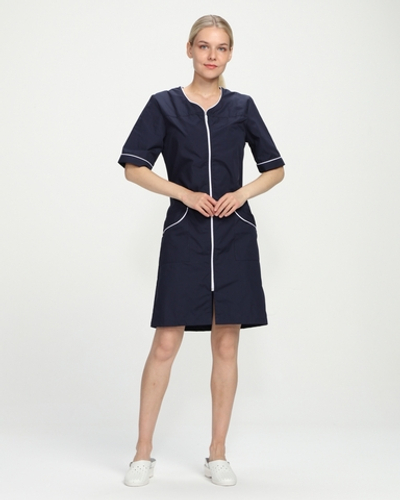 Халат женский Стелла (тк.ТиСи), т.синий/белый