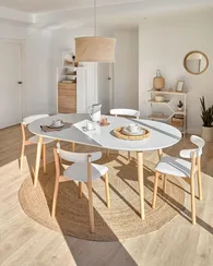 Стол Oakland раздвижной, Ø120-200х120 см, белый