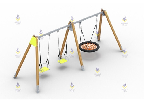 Качели деревянные «Гнездо + 2 подвеса»