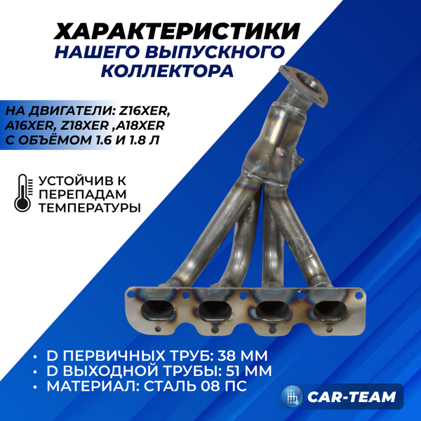 Вставка вместо штатного катализатора Opel Astra H "Stinger" 4-1 с объемом двигателя 1.6 и 1.8 (A16XER, Z18XER, A18XER)